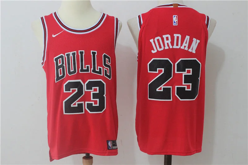 Bulls 23 Michael Jordan Red Authentic Basketball Jersey(Without the sponsor logo)