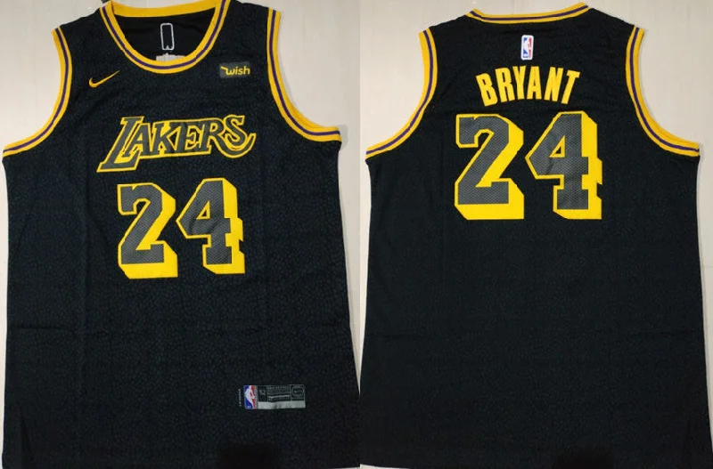 Lakers 24 Kobe Bryant Black City Edition Swingman Basketball Jersey