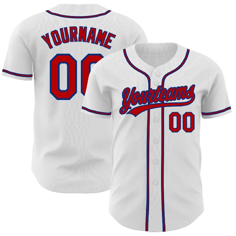 Custom White Red-Royal Authentic Baseball Jersey