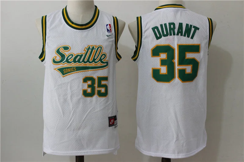 SuperSonics 35 Kevin Durant White Stitched Basketball Jersey