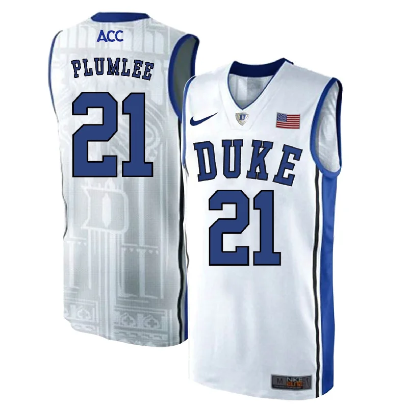 Duke Blue Devils 21 Miles Plumlee White Elite College Basketball Basketball Jersey