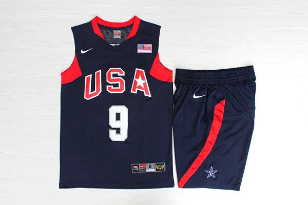 Team USA Basketball 9 Dwyane Wade Navy Stitched Basketball Jersey(With Shorts)