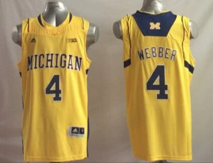 Michigan Wolverines 4 Chris Webber Yellow College Basketball Basketball Jersey