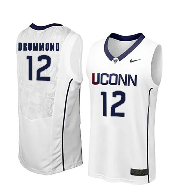 UConn Huskies 12 Andre Drummond White College Basketball Basketball Jersey