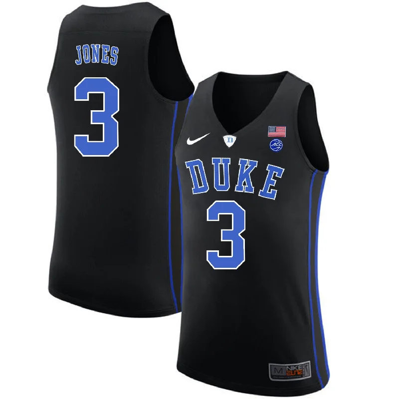 Duke Blue Devils 3 Tre Jones Black College Basketball Basketball Jersey