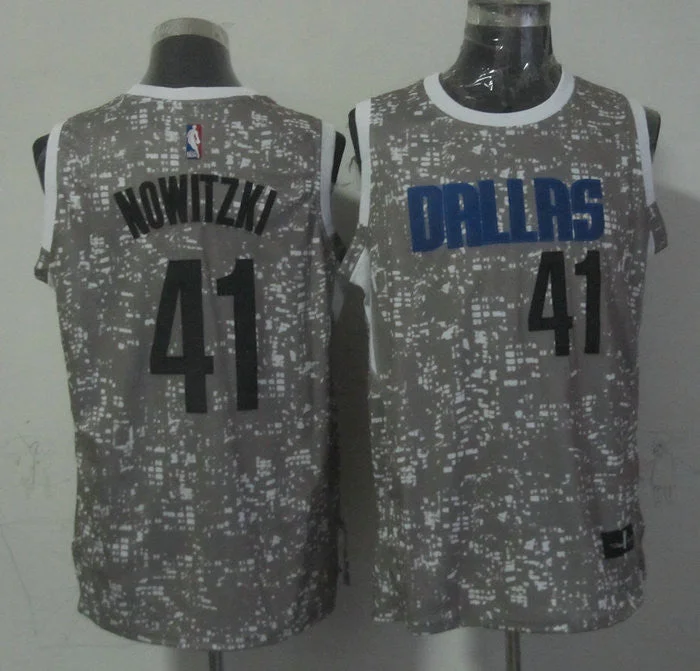 Mavericks 41 Dirk Nowitzki Gray City Luminous Basketball Jersey