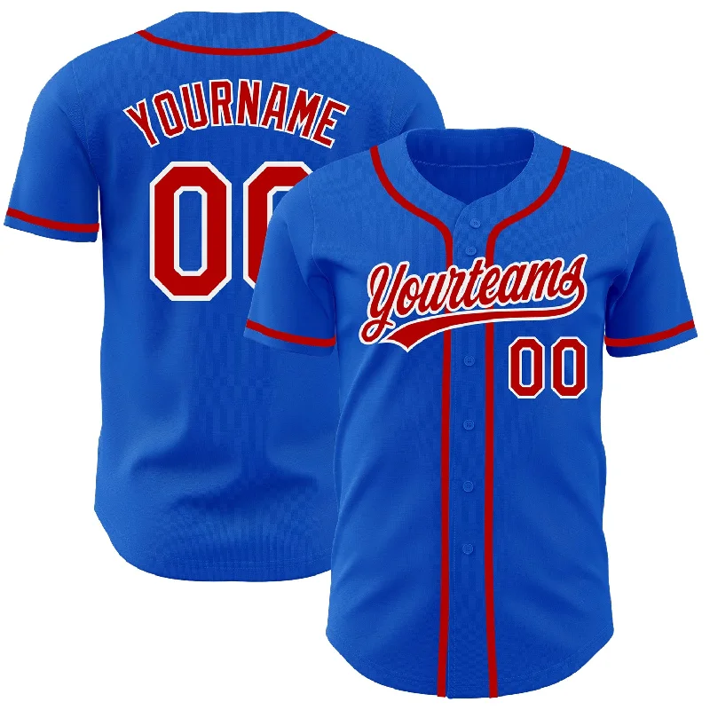 Custom Thunder Blue Red-White Authentic Baseball Jersey