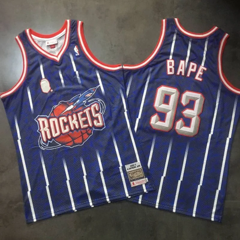 Rockets 93 Bape Navy 2002-03 Hardwood Classics Basketball Jersey