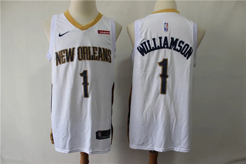 Pelicans 1 Zion Williamson White Swingman Basketball Jersey