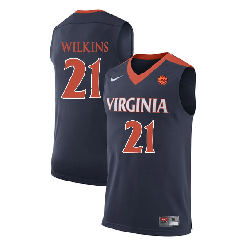 Virginia Cavaliers 21 Isaiah Wilkins Navy College Basketball Basketball Jersey