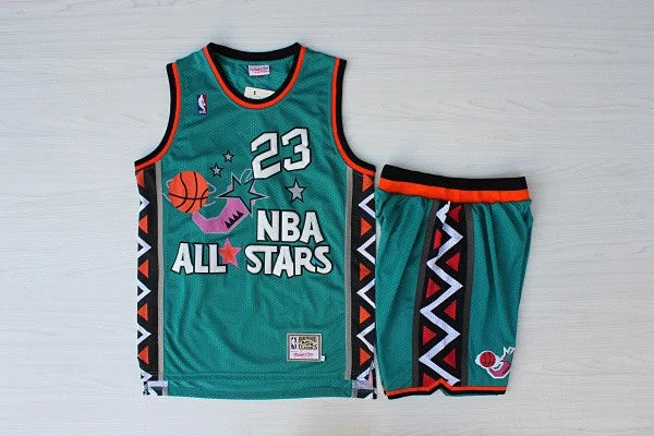 Bulls 23 Michael Jordan Teal 1996 All-Star Basketball Jersey(With Shorts)