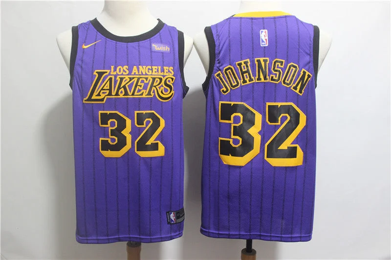 Lakers 32 Magic Johnson Purple 2019 City Edition Swingman Basketball Jersey