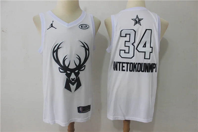 Bucks 34 Giannis Antetokounmpo White 2018 All-Star Game Swingman Basketball Jersey