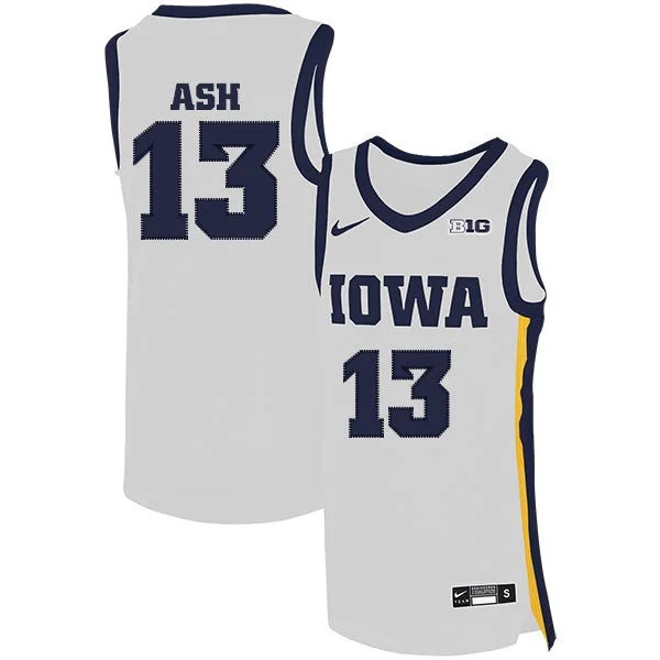 Iowa Hawkeyes 13 Austin Ash White Basketball College Basketball Jersey