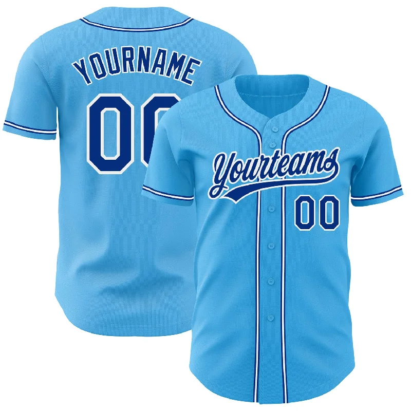 Custom Sky Blue Royal-White Authentic Baseball Jersey