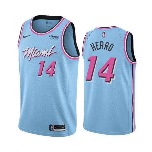 Men's Miami Heat #14 Tyler Herro Blue 2019 City Edition Stitched Basketball Jersey