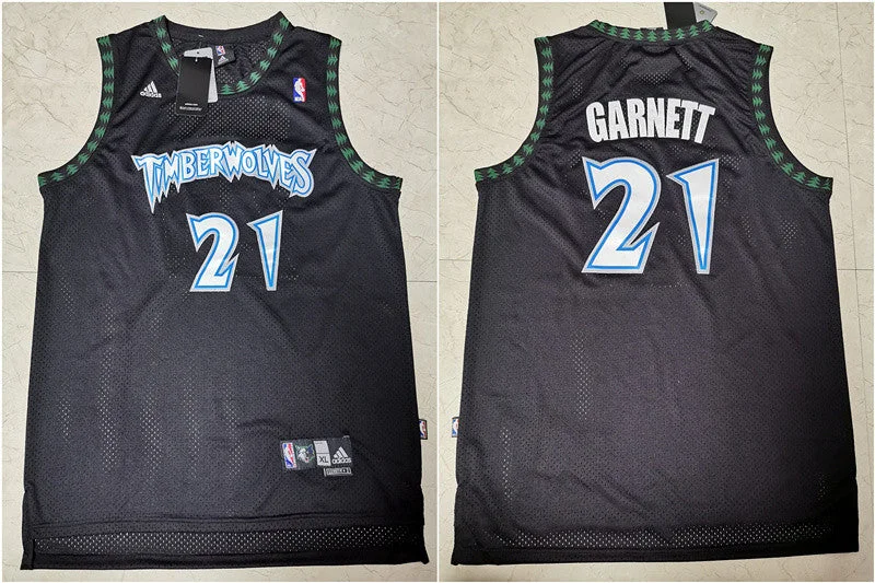 Timberwolves 21 Kevin Garnett Black Swingman Mesh Basketball Jersey