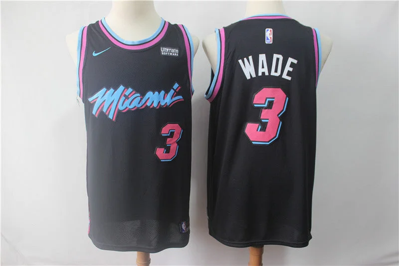 Heat 3 Dwyane Wade Black 2018-19 City Edition Swingman Basketball Jersey