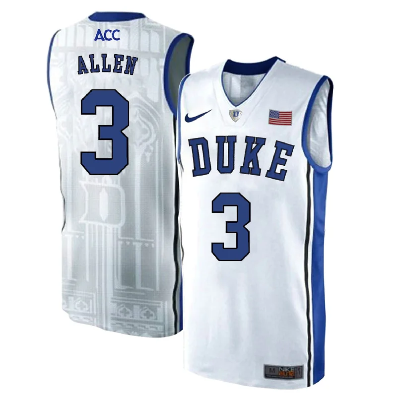 Duke Blue Devils 3 Garyson Allen White Elite College Basketball Basketball Jersey