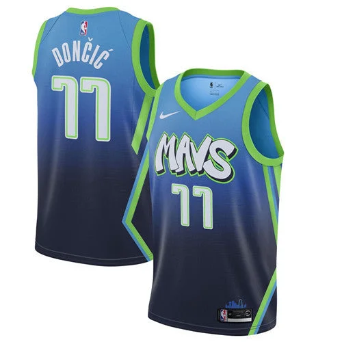 Men's Dallas Mavericks #77 Luka Doncic Blue 2019 City Edition Stitched Basketball Jersey