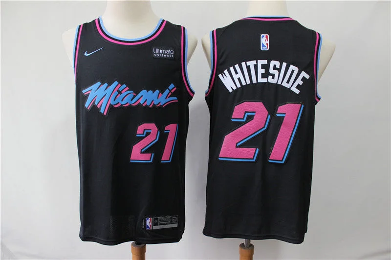 Heat 21 Hassan Whiteside Black City Edition Swingman Basketball Jersey