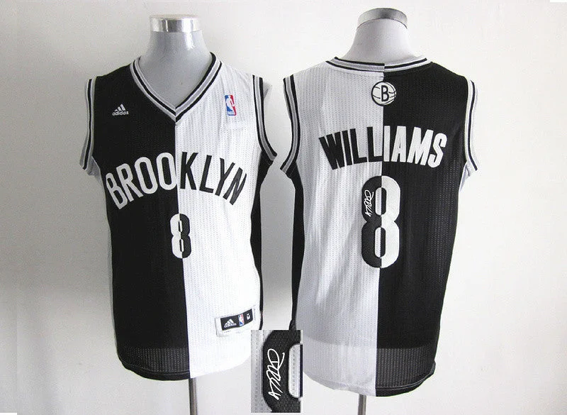 Nets 8 Williams White & Black Split Signature Edition Basketball Jerseys