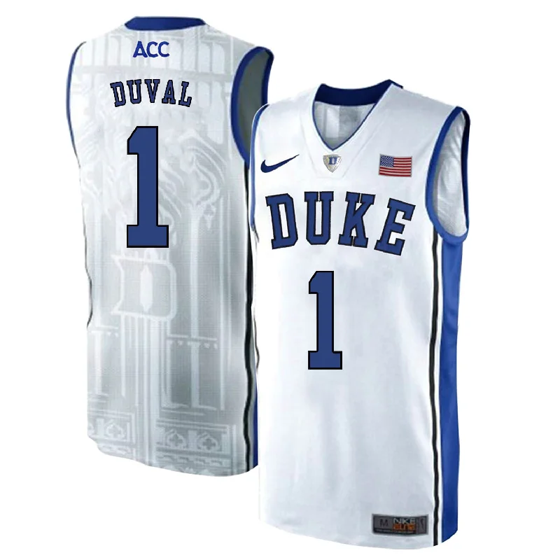 Duke Blue Devils 1 Trevon Duval White Elite College Basketabll Basketball Jersey