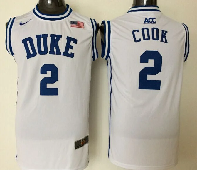 Duke Blue Devils 2 Quinn Cook White Basketball College Basketball Jersey