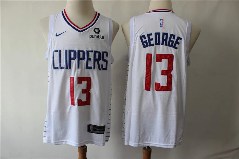 Clippers 13 Paul George White Swingman Basketball Jersey