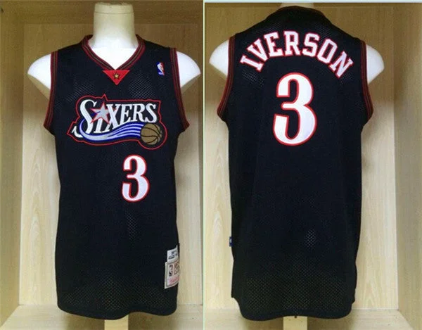 76ers 3 Allen Iverson Black 1977-98 Hardwood Classics Basketball Jersey