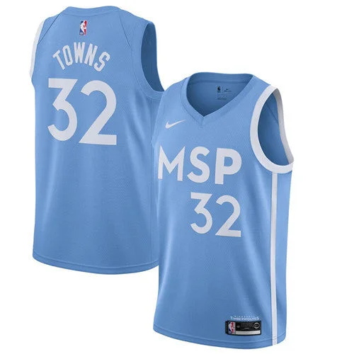 Men's Minnesota Timberwolves #32 Karl-Anthony Towns Blue 2019 City Edition Stitched Basketball Jersey