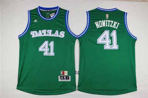 Mavericks 41 Dirk Nowitzki Green Swingman Basketball Jersey