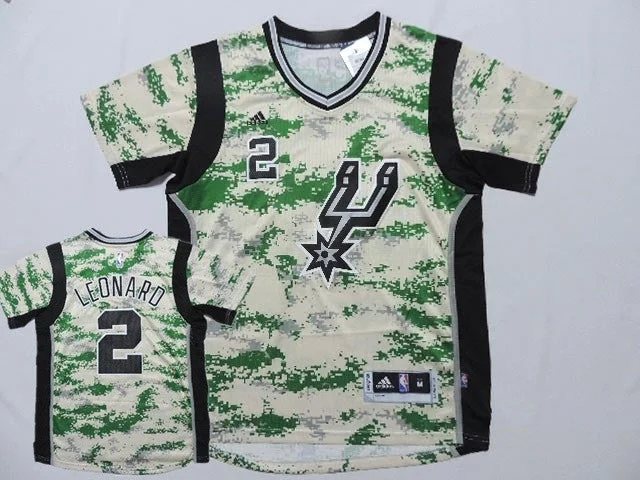 Spurs 2 Leonard Camo Short Sleeve New Revolution 30 Basketball Jerseys