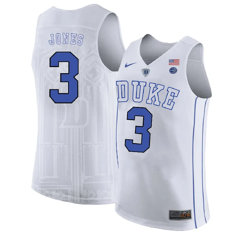 Duke Blue Devils 3 Tre Jones White College Basketball Basketball Jersey