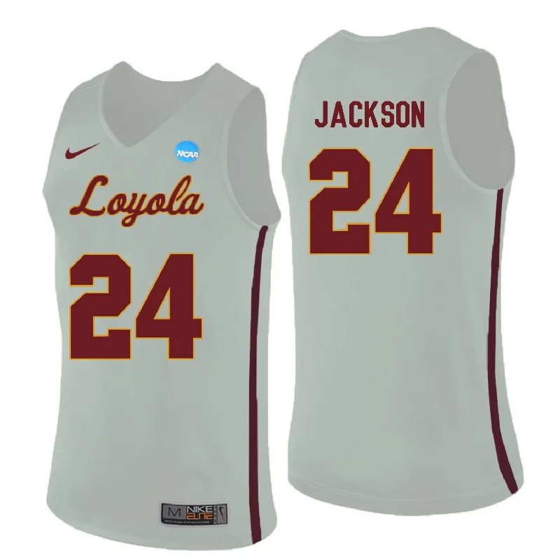 Loyola (Chi) Ramblers 24 Aundre Jackson White College Basketball Basketball Jersey