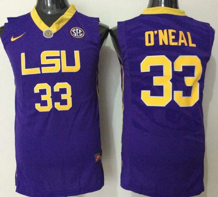 LSU Tigers 33 Shaquille O'Neal Purple College Basketball Jersey