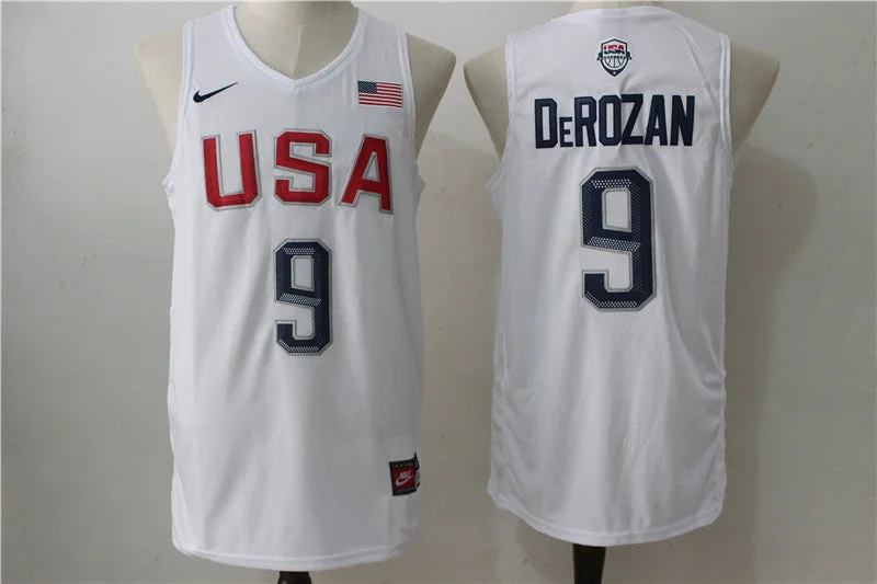 USA Basketball 9 DeMar DeRozan White Rio Elite Stitched Basketball Jersey