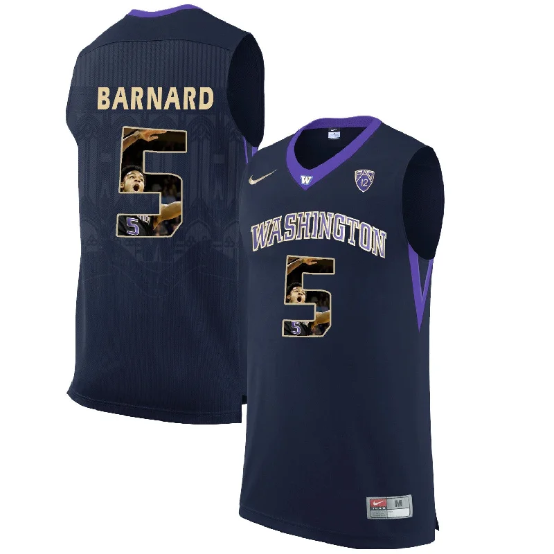 Washington Huskies 5 Quin Barnard Black With Portait College Basketball Basketball Jersey