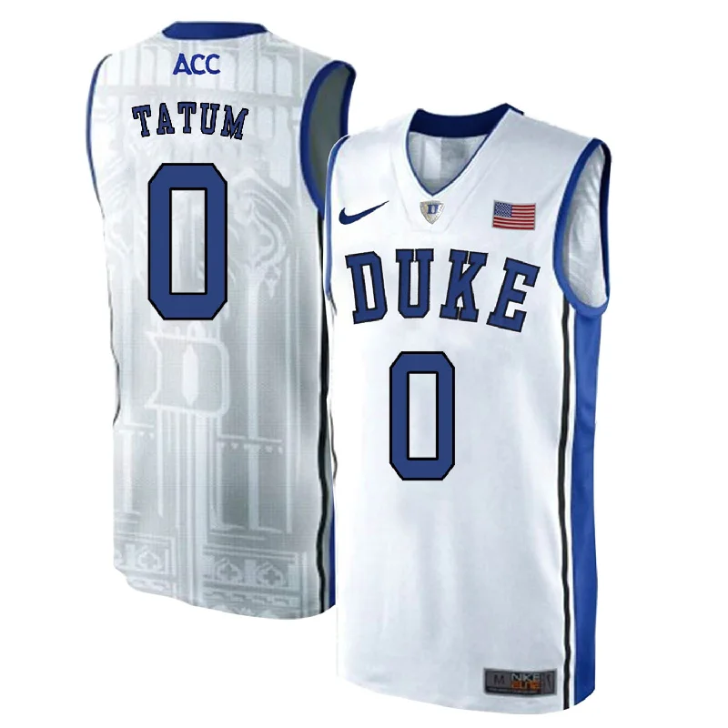 Duke Blue Devils 0 Jayson Tatum White Elite College Basketball Basketball Jersey