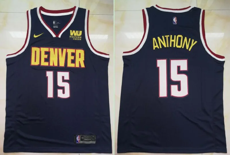 Nuggets 15 Carmelo Anthony Navy Swingman Basketball Jersey