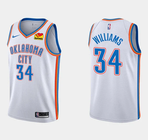 Men's Oklahoma City Thunder #34 Kenrich Williams White Stitched Basketball Jersey