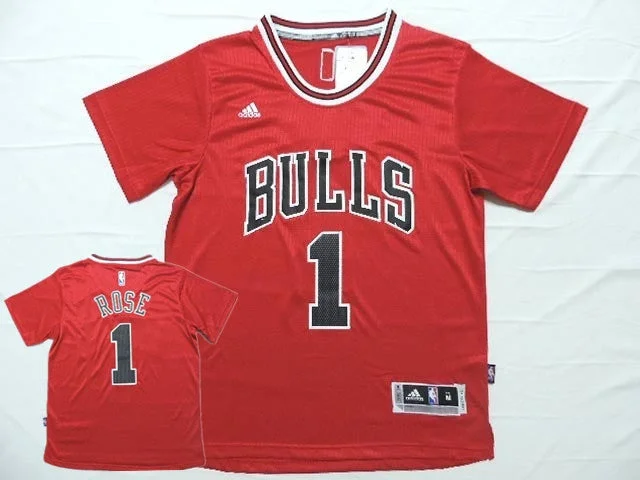 Bulls 1 Rose Red 2014-15 New Revolution 30 Short Sleeve Basketball Jersey