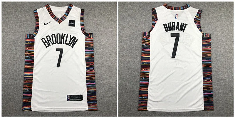 Nets 7 Kevin Durant White City Edition Authentic Basketball Jersey