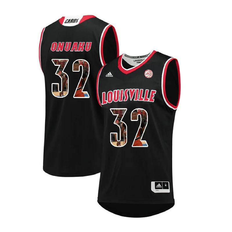 Louisville Cardinals 32 Chinanu Onuaku Black With Portrait Print College Basketball Basketball Jersey