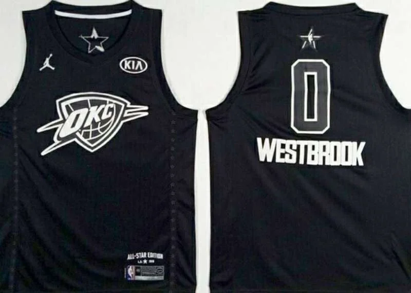 Thunder 0 Russell Westbrook Black 2018 All-Star Game Jordan Brand Authentic Basketball Jersey