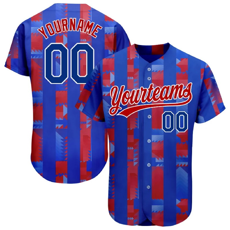 Custom Royal Royal-Red 3D Pattern Design Authentic Baseball Jersey