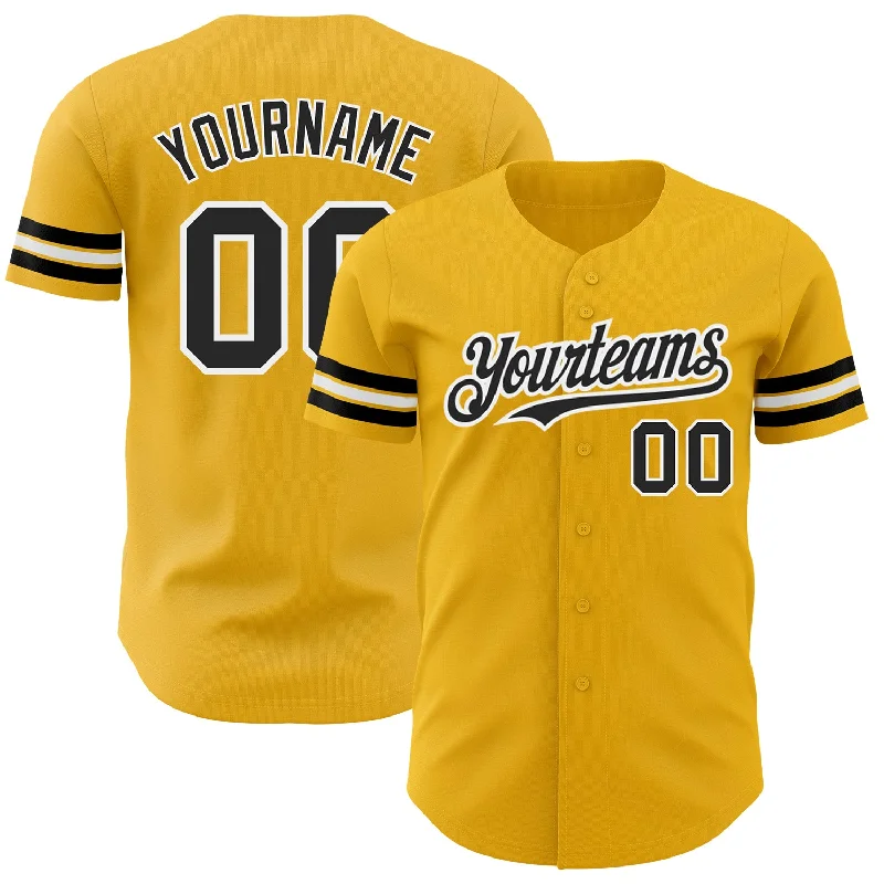 Custom Gold Black-White Authentic Baseball Jersey