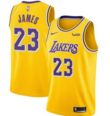 Men's Los Angeles Lakers #23 LeBron James Yellow Stitched Basketball Jersey