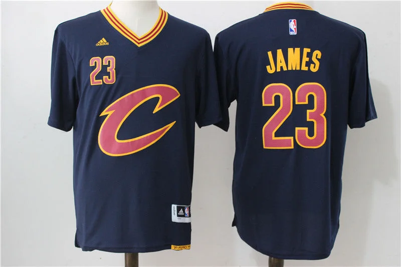 Cavaliers 23 LeBron James Navy Short Sleeve Swingman Basketball Jersey