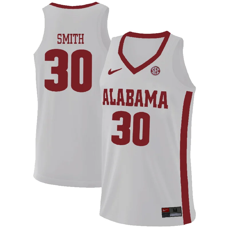 Alabama Crimson Tide 30 Galin Smith White College Basketball Basketball Jersey